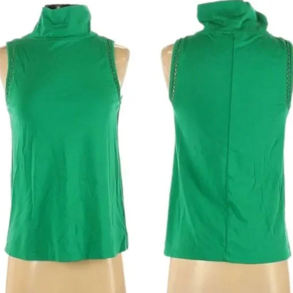 Anthropologie Moulinette Soeurs Kelly Green Mock Neck Sleeveless Top XXSP